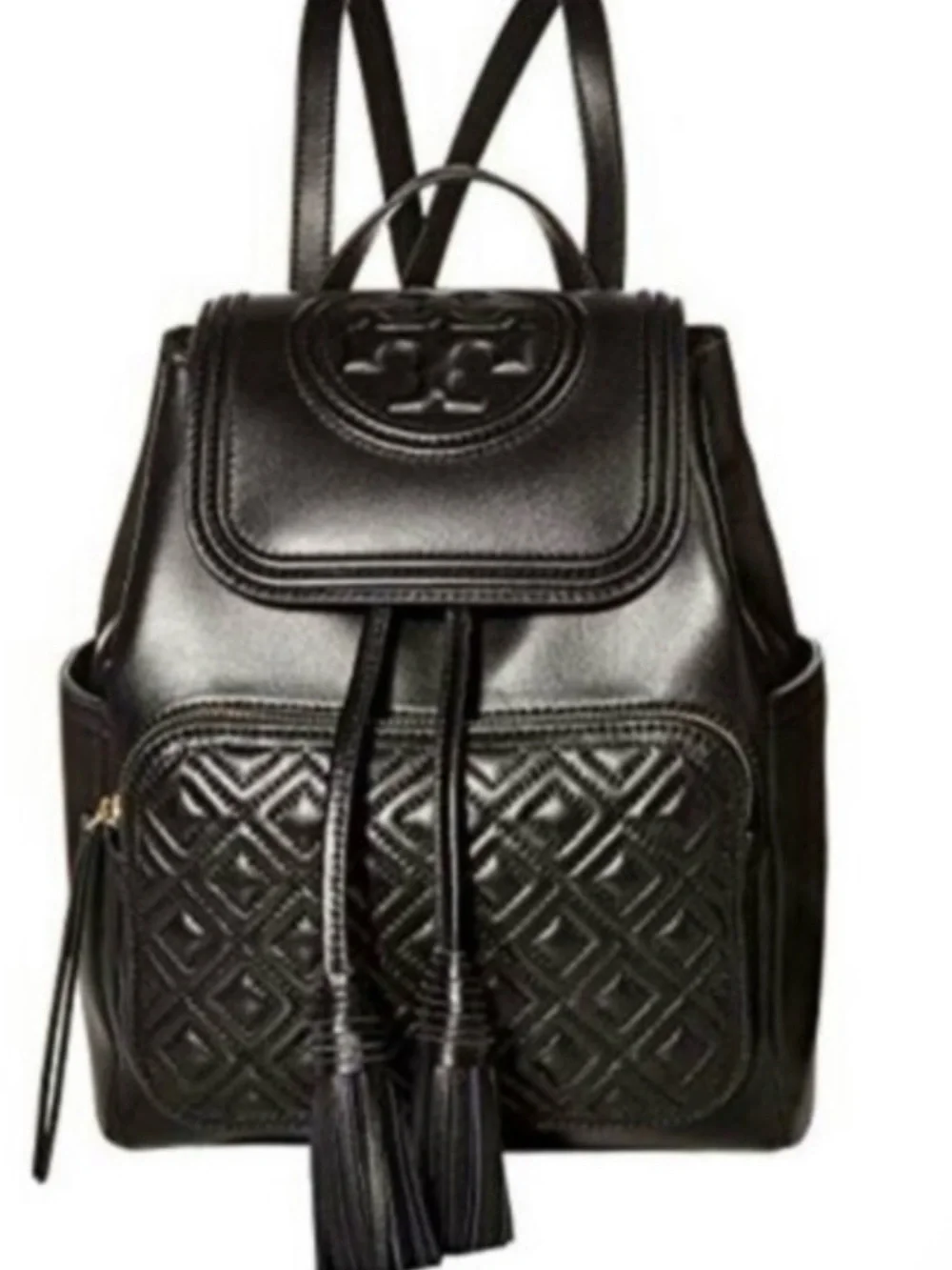 🌟 RARE! Tory Burch Mini Fleming Backpack Quilted in Soft Black Leather